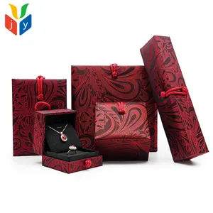 Wholesale High Quality Luxury Red Brocade Jewellery Boxes Ring Bracelet Pendant box Packaging