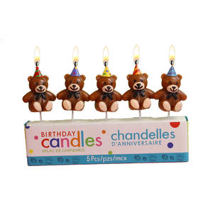 Candeline per Torta di Compleanno a Forma di Orso Cartoon, Ciambella e Fiore, Decorazioni per Feste di Compleanno all'Ingrosso - Product Image 1