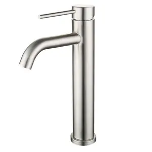 Wels Brushed Round SUS304 TALL Vanity Vessel Bathroom Sink Faucet Watermark Basin Mixer For Australian