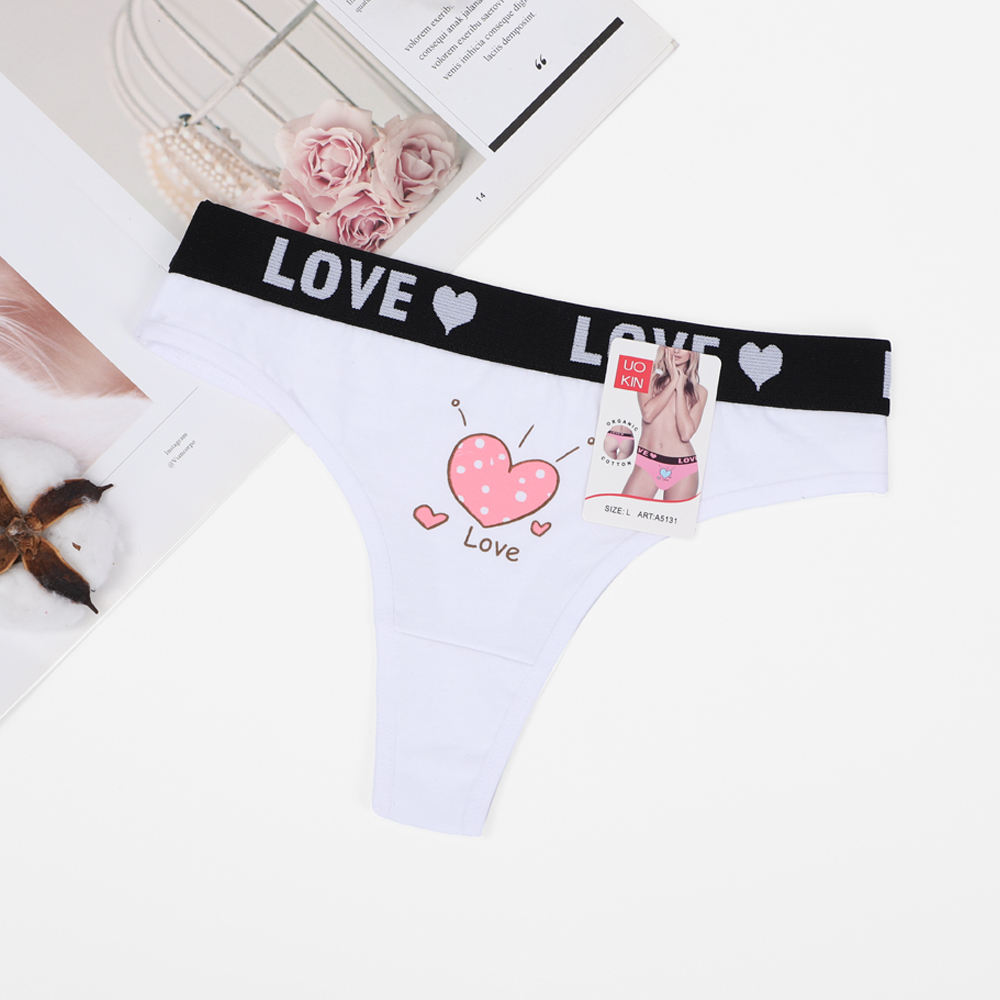 Wholesale Sexy Thongs Panties Carding Cotton Cute Girls Low Waist Tanga Underwear in Dozen Package 12 Pcs for Bulk Sale