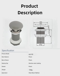 플라스틱 욕실 큰 플러그 팝업 클릭 오버 플로우 드레인 G 1'1/4 분지 물 배수구 스테인레스 스틸 커버 클릭 - Product Image 2