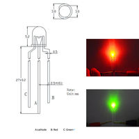 Indicateur LED F3 3mm bicolore rouge et jaune, vert, blanc, diffuseur rond, 3 broches, en résine époxy, avec angle de vision de 30°, OEM pour usage extérieur
