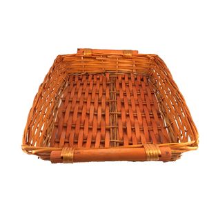 Rettangolo all'ingrosso <span class=keywords><strong>vassoio</strong></span> di stoccaggio di <span class=keywords><strong>vimini</strong></span> con eleganti manici in legno cesto regalo di frutta forniture - Product Image 4