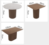 Ensemble de salle à manger moderne en bois pour restaurant, table stratifiée motif marbre, chaises en mousse haute densité, 2-4 places pour café, bar, ou stand.