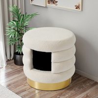 Luxuriöses Massivholz Umweltfreundliches Haustier-Sofa-Bett mit Baumwollfilzplatte für Katzen und Hunde Runde Form Keine Montage Erforderlich