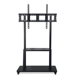 Soporte de TV de acero de altura ajustable Soporte móvil con función giratoria Inclinación de <span class=keywords><strong>distancia</strong></span> plana Soporte de TV en blanco y negro Carro de TV de oficina - Product Image 3