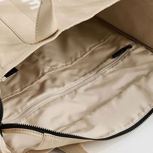 Women's Custom Embroidery Large Capacity Zip Cotton Canvas Handbag Multiple Pockets Beach Tote <b>Shoulder</b> <b>Strap</b> Autumn Winter - Product Image 4