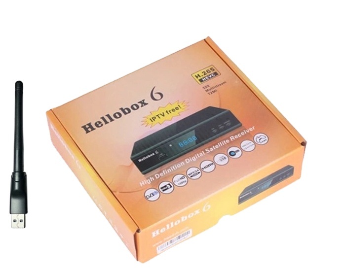 Спутниковый ресивер Hellobox 6 Поддержка H.265 HEVC T2MI USB WiFi Hellobox6 телеприставка