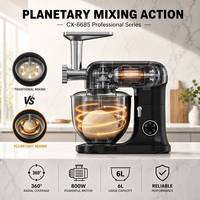 Robot culinaire multifonction 3-en-1 1500W avec bol mélangeur en acier inoxydable grande capacité 6L pour pâtisserie, pâte et viande