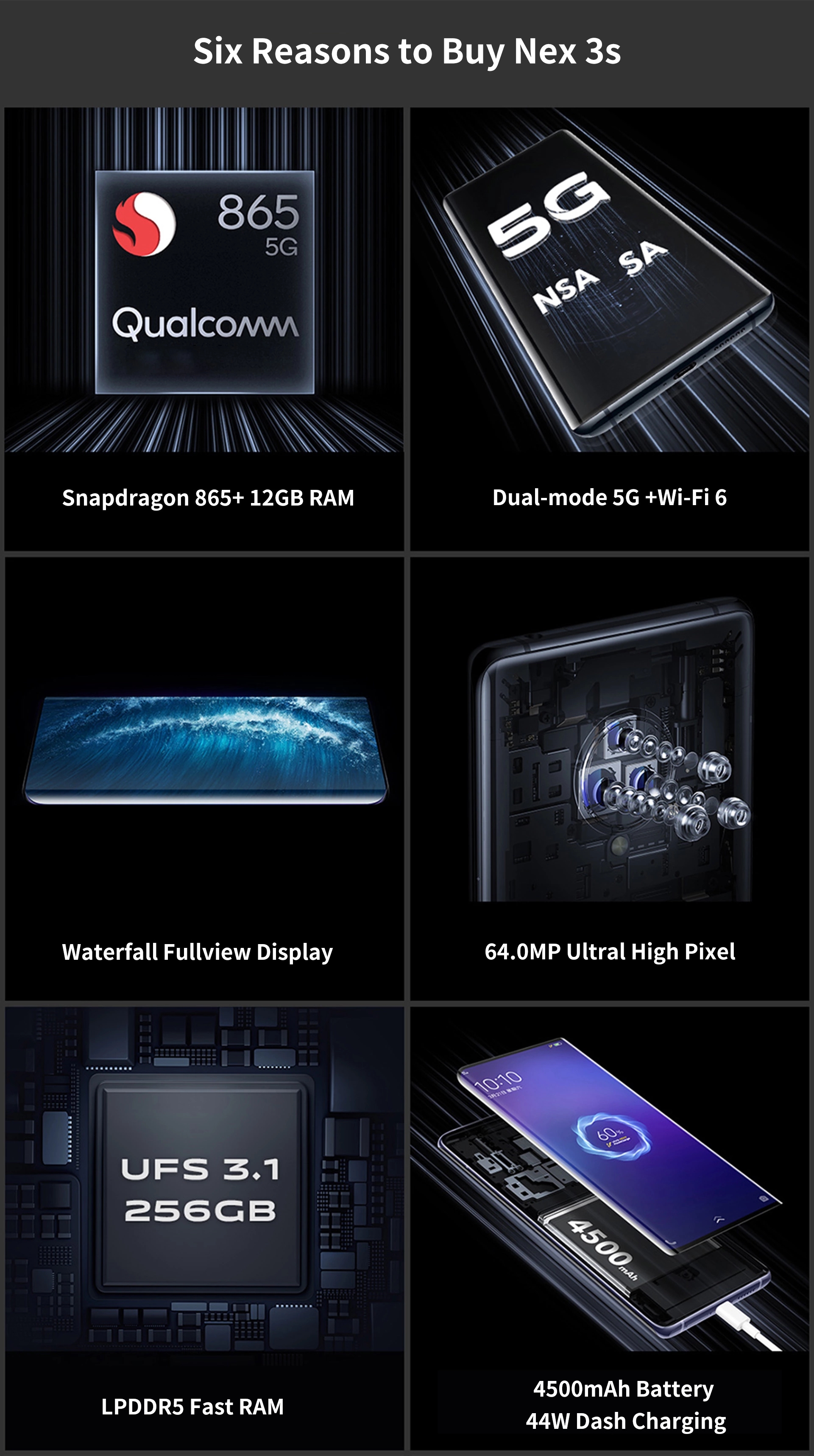 Vivo Nex 3s 5G Smart Phone - 12GB RAM, 256GB Storage