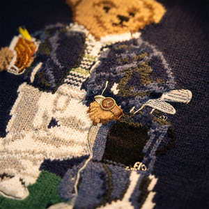 Suéter de Punto Grueso 7GG para Hombre, Estilo Preppy <span class=keywords><strong>Vintage</strong></span>, con Jacquard de Oso, Diseño Retro con Estampado Animal, Mezcla de Lana, para Invierno - Product Image 4