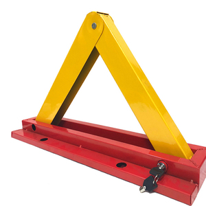 Candado de estacionamiento manual de columna con poste amarillo y negro, con llave y soporte metálico, para garajes y estacionamientos - Product Image 2
