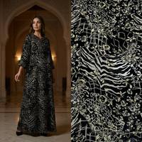 Tissu en velours Burnout imprimé feuille d'or, mélange de nylon et viscose, fluide et soyeux, idéal pour robes de soirée