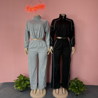 Setelan 2 Potong Jaket Crop Tali Serut Wanita dan Celana Panjang 2026 Baru Musim Dingin Gugur Celana Jogger Olahraga Setelan Dua Potong Pakaian Wanita