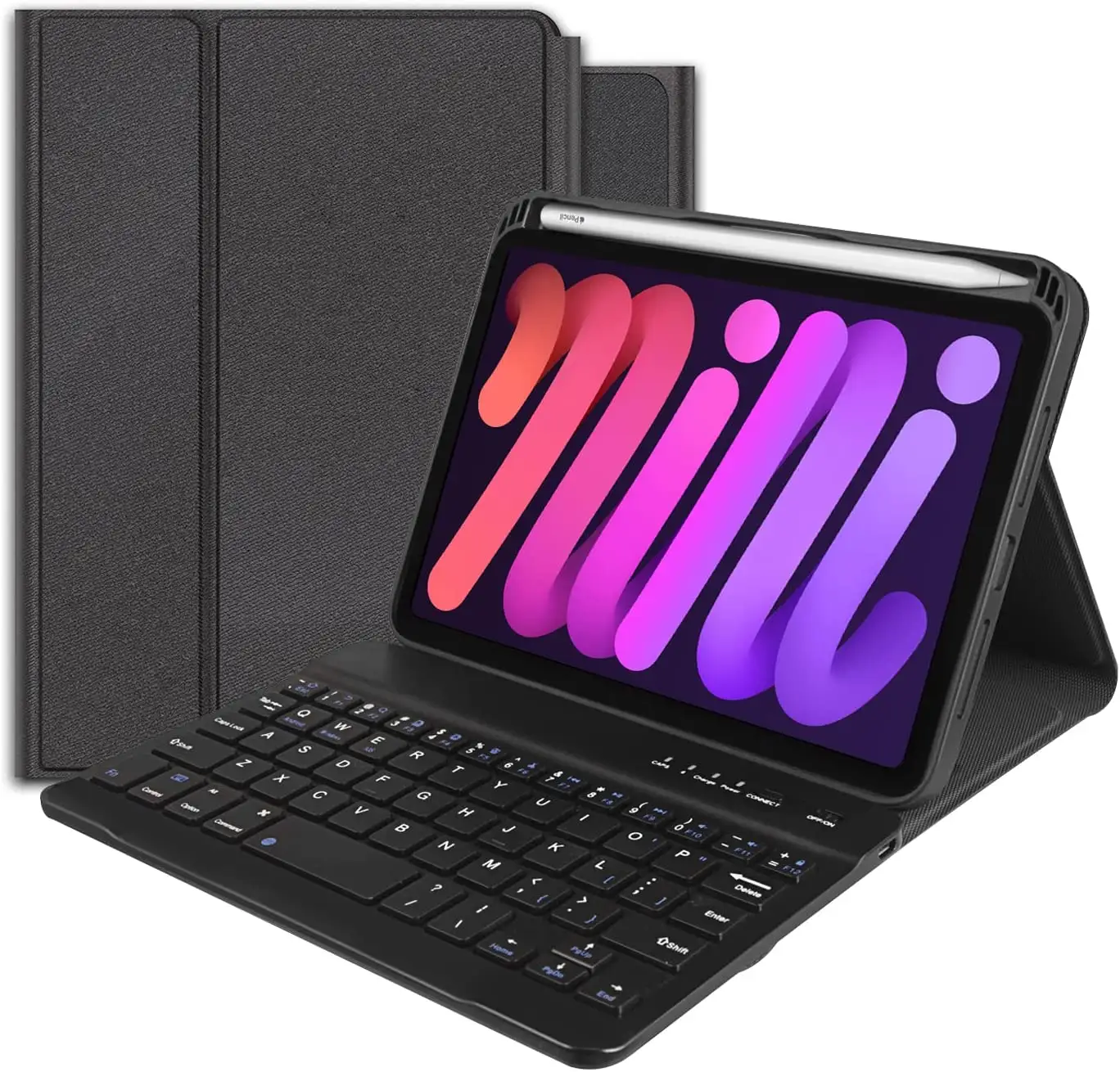 Hot mini 6 Portable keyboard case with pen tray,for ipad mini Generation 1/2/3/4/5/6 black