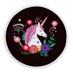 Peau Amical Absorbant Imprimé Microfibre Personnalisé <span class=keywords><strong>Licorne</strong></span> <span class=keywords><strong>Rond</strong></span> <span class=keywords><strong>Serviette</strong></span> <span class=keywords><strong>de</strong></span> Plage - Product Image 5