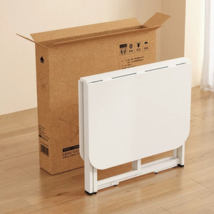 Tavolo <span class=keywords><strong>da</strong></span> Pranzo Rettangolare Multifunzionale Pieghevole con Piano in Truciolato Bianco Antimacchia e Base in Metallo Rinforzata Stabile - Product Image 4