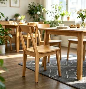 Modern Scandinavian Wooden <b>Chair</b> With Solid <b>Back</b> And Ergonomic Design For Living Room And Dining Area - Product Image 4