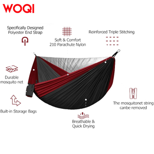 Woqi Hamaca de viaje de nailon <span class=keywords><strong>para</strong></span> exteriores Cómoda y duradera <span class=keywords><strong>para</strong></span> uso en terraza de jardín <span class=keywords><strong>para</strong></span> mosquitera y actividades al aire libre - Product Image 2