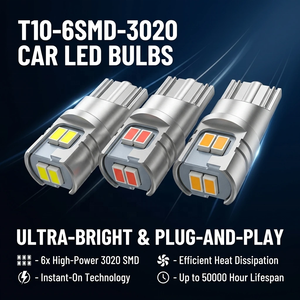 Nueva Luz de Posición LED TH <span class=keywords><strong>Howie</strong></span> T10, Faro Delantero T10-6SMD-3020 1.9W 12-24V CanBus, Reemplazo para Luces de Matrícula e Instrumentos, 6000K - Product Image 1
