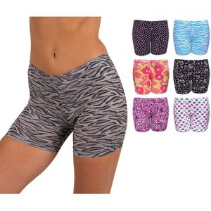 FOXA Women's Microfiber Spandex Mini Yoga Shorts <b>Animal</b> Print Fitted Activewear - Product Image 3