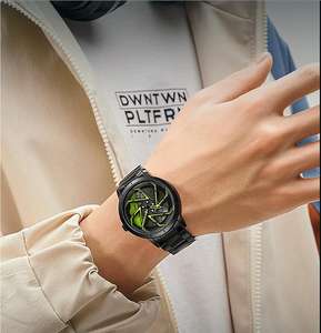 オリジナル 車 ホイール リム スピニング ホイール ウォッチ 防水 回転ダイヤル 3D メンズ 腕時計 スポーツカー ウォッチ - Product Image 5