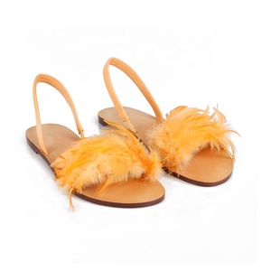 2025 verano nueva tendencia de moda pluma Real y fábrica al por mayor Sandalias planas para mujeres - Product Image 6