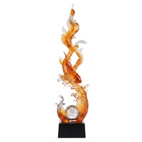 Grande sculpture de poisson koï en résine TONFO, ornement décoratif sur pied avec éclairage LED, style chinois luxueux et moderne pour la maison et l'hôtel