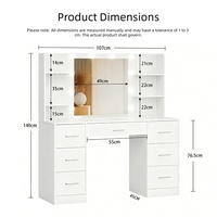 Station de beauté multifonctionnelle moderne pour femmes avec miroir en verre et rangement pour salon de coiffure, chambre, salle de bain, extérieur, salle de sport, centre commercial