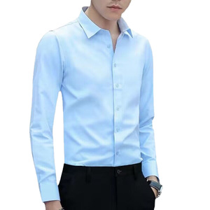 Chemise Habillée Blanche Homme Fitspi Coupe Slim Manches Longues Boutonnée Décontractée Chic Couleur Unie Été Tenue Professionnelle - Product Image 4