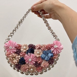 Floral Pearl <b>Chain</b> PU Luxury <b>Handbag</b> Women Half Moon Shape Single Strap Elegant Clutch for Wedding & Evening Party - Product Image 2