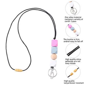 LLavero de lápiz con cuentas de silicona, cadena con colgante de disco personalizado de madera, se puede <span class=keywords><strong>comprar</strong></span> un llavero personalizado - Product Image 3