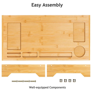 Bamboo Wood Eco-Friendly Monitor Stand Ergonomic Computer Riser Phone Holder <strong>Laptop</strong> <strong>Shelf</strong> 60x30x8.5CM Home Office Use - Product Image 3