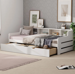 Customized Modern European Solid Wood White Children's <strong>Day</strong> <strong>Bed</strong> Frame <strong>with</strong> 3 <strong>Drawers</strong> for Kids Bedroom Furniture Hotel Apartment - Product Image 1