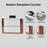 Comptoir de réception moderne en bois, sûr et fiable, avec structure renforcée pour usage quotidien en commerce de détail, hôpital, centre commercial