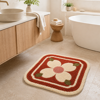 Tapis de bain tufté antidérapant de luxe en polyester doux et absorbant pour la décoration moderne des sols de la maison, tapis de bain lavable