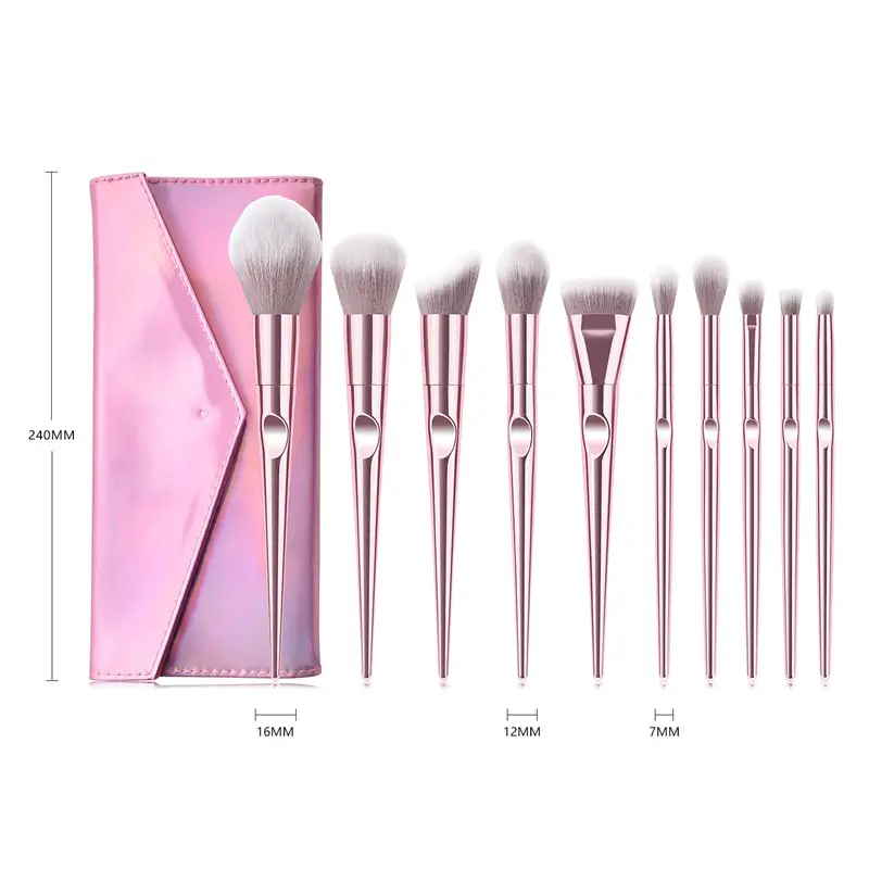 10Pcs professional private label powder Eyeshadow cosmetic brushes with bag rose bag pink add logo makeup brush set