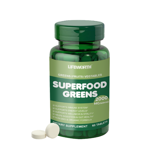Lifeworth Super Greens Extract Fruits Vegetables Vegan Supplements Digestive Health Superfood Tablet