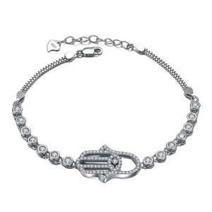 925 Sterling <b>Silver</b> <b>Bracelet</b> Hamsa <b>Charm</b> <b>Bracelet</b> Wholesale - Product Image 1