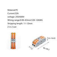 Conectores de Cable Compactos de Conexión Rápida con Palanca, Terminales de 2 Circuitos en Línea SPL-2, Alta Resistencia Mecánica, para Automoción, 32A, para Cables de 28-12 AWG