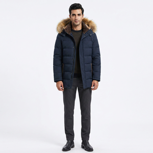 Veste coupe-vent en toile à capuche pour homme, automne, épaisseur standard, haute qualité, style vintage, logo sur le devant - Product Image 1