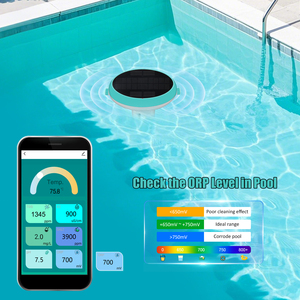 YIERYI YY-1099 7-en-1 Tuya Zigbee Smart Pool Moniteur de qualité de l'eau solaire flottant sans fil <span class=keywords><strong>pH</strong></span> ORP EC TDS SALT CL Testeur de température - Product Image 5