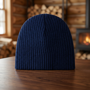 Premium Digital Printing Ribbed Knit Beanie <b>Cap</b> <b>Navy</b> Cuffed Winter Hat Stretch Fitted Outdoor Travel Streetwear - Product Image 3