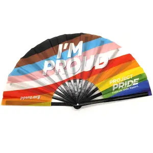 2022 Factory Wholesale Custom LOGO Printing Bamboo Large Handheld Fan Rave Handfan