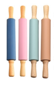 Wholesale Non-stick Food Grade Silicone & Wooden <b>Rolling</b> Pin Bakeware Accessories Kitchen Use Pastry <b>Tools</b> Creative Design - Product Image 3