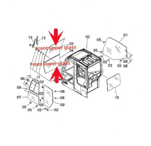 ली जुआन उच्च गुणवत्ता वाली हॉट सेलिंग EX60-2 मिनी खुदाई दरवाजे के ऊपरी सामने स्लाइडर ग्लास विंडशील्ड छत - Product Image 1