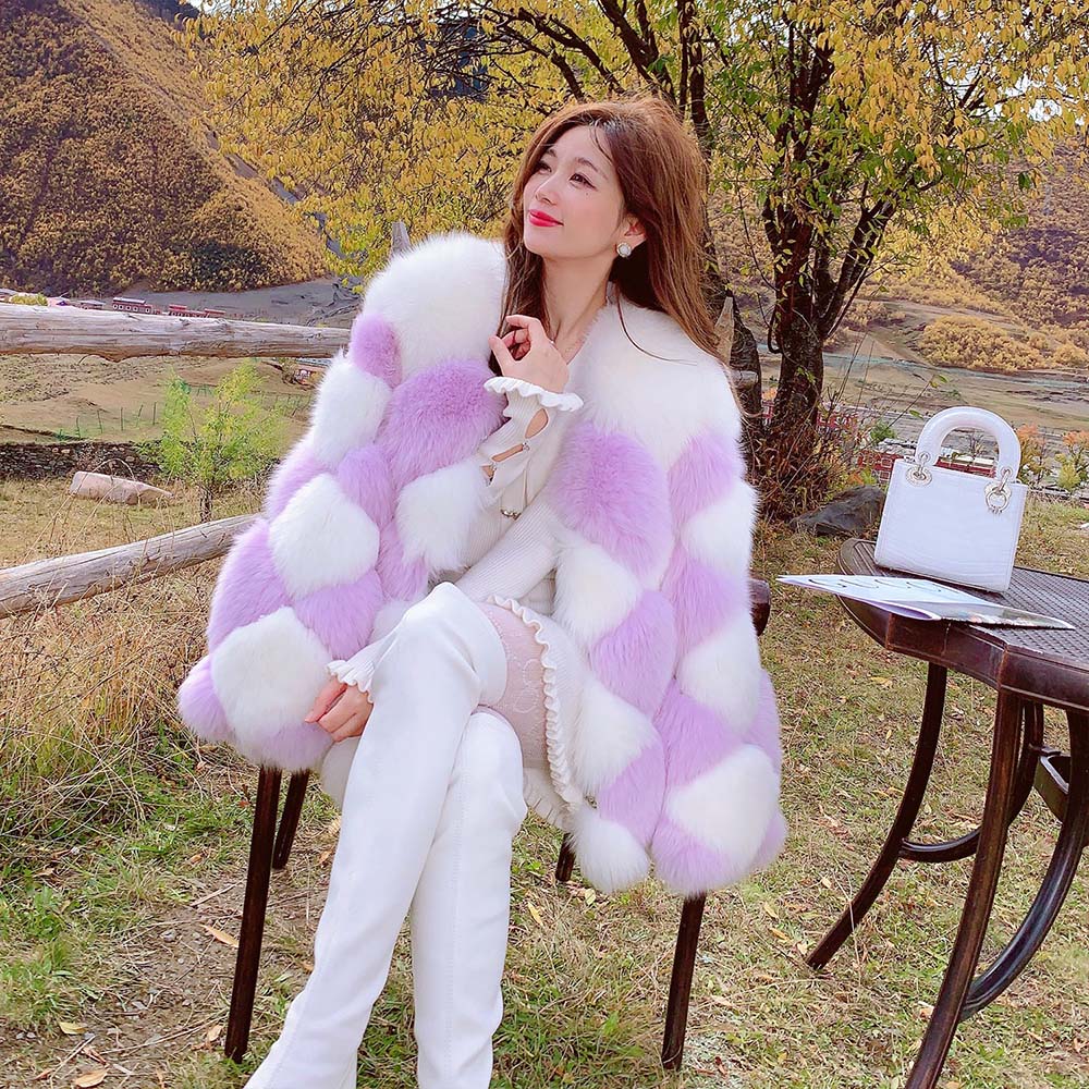 Verified Supplier Purple Faux Fur Coat Soft Texture, Multiple