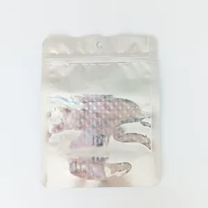 Custom Die Cut Mylar Bags Edibles Gummies Pakket Hologram Mylar Bags Herbruikbare Rits Zakken Voor Food Grade Plastic