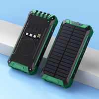 Banco de energía solar a prueba de agua 10000mAh Gran capacidad 20000Mah Banco de energía de carga inalámbrica de emergencia con luz Led