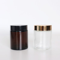100/150/200/250/300/400 ml Großhandel Bernstein/Klar Kunststoff PET Weithalsglas mit Aluminiumdeckeln Kosmetik-Verpackungsbehälter